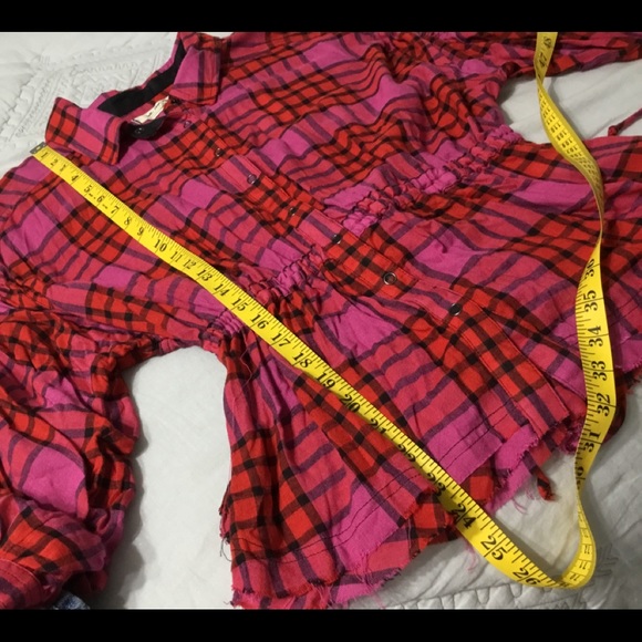 NWT We The Free “Red Combo” Plaid Top MEDIUM - Picture 3 of 14